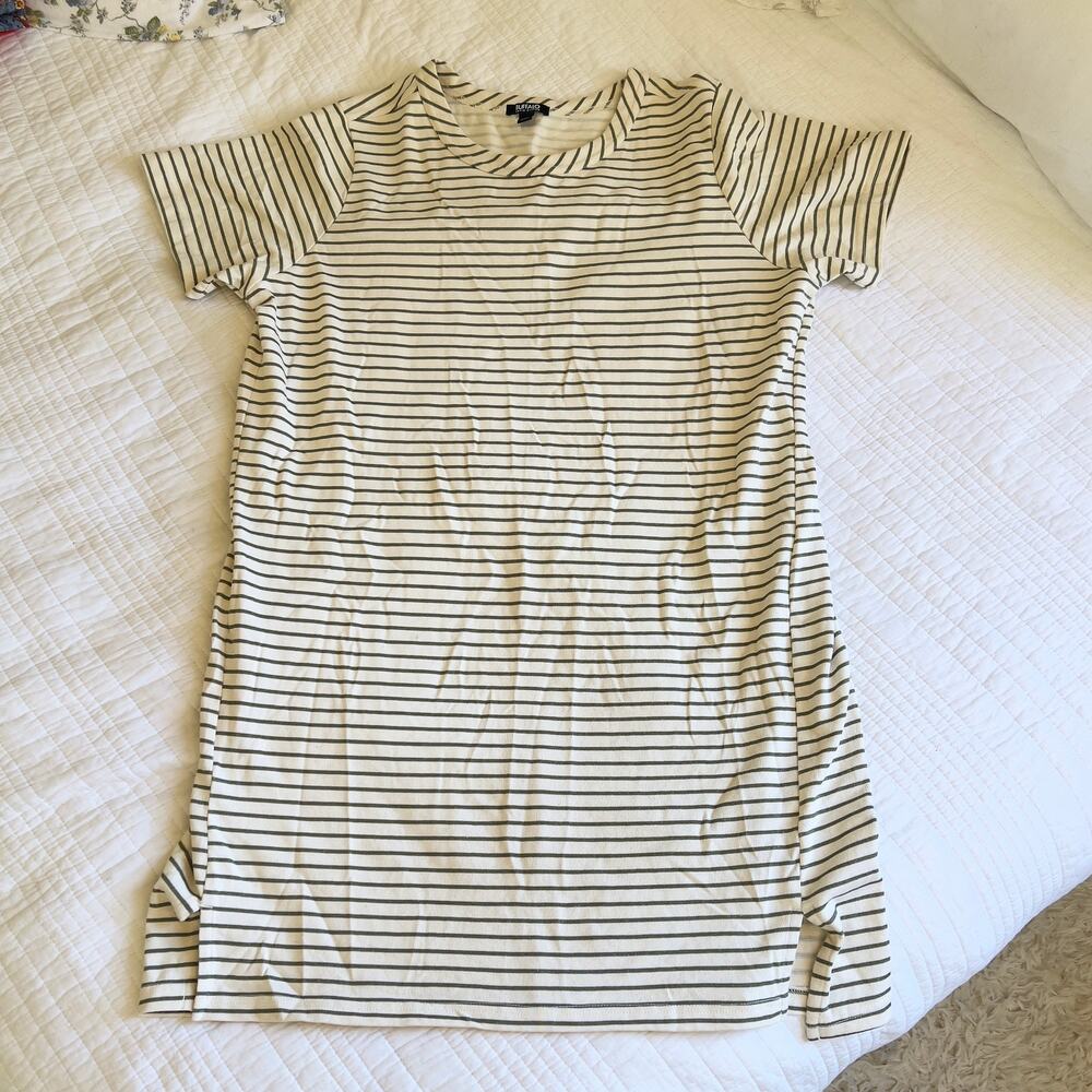 Buffalo David Bitton Green and White Striped T-Shirt Dress Size XL